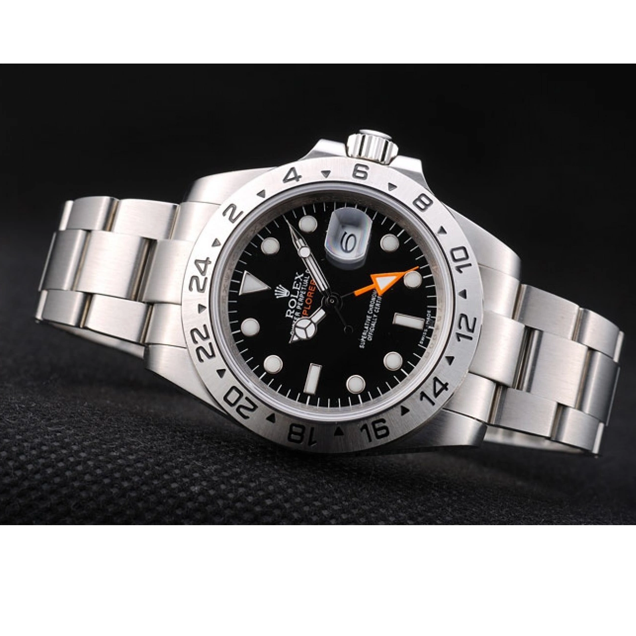 Aaa replica watch Stainless Bezel Dial Steel Black Watch Explorer Rolex 0623